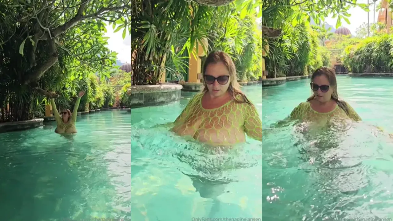 Thenadinejansen Bounces Boobs In The Pool