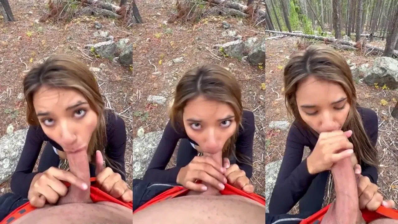 Prettypinkcatwomen Gives A BJ In The Woods