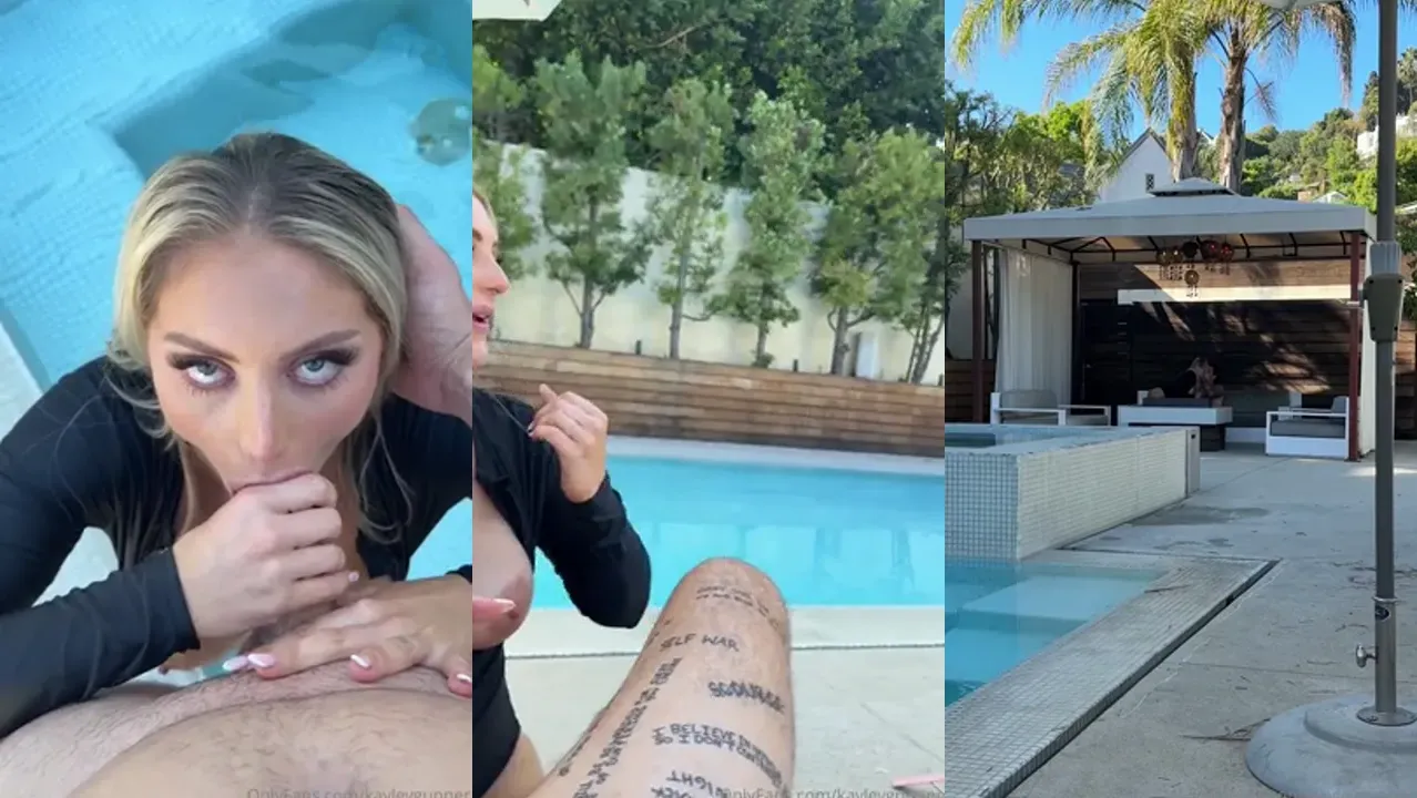 Kayley Gunner Gives A Sloppy BJ By The Pool